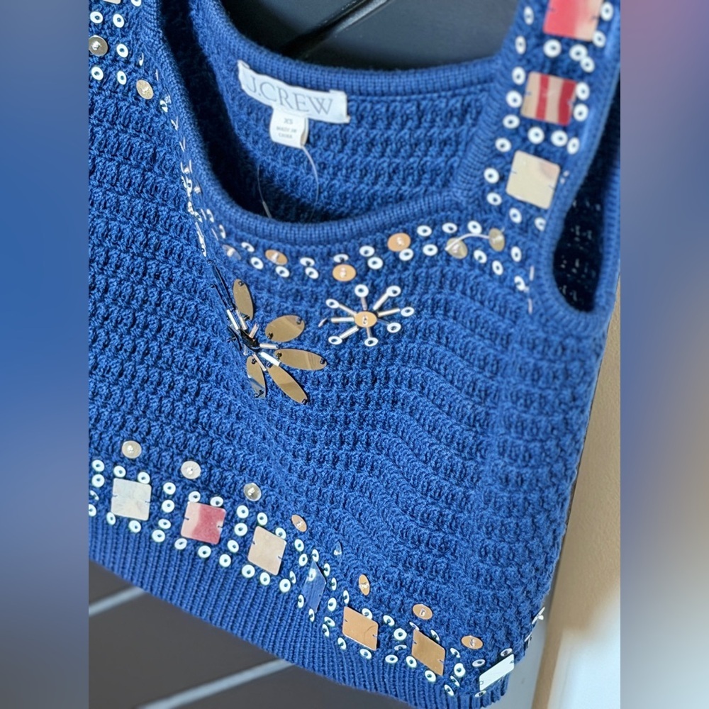 NWT! Jcrew sweater tank with embellishments and mirrors. Size XS. New WITH TAGS! - Picture 2 of 4